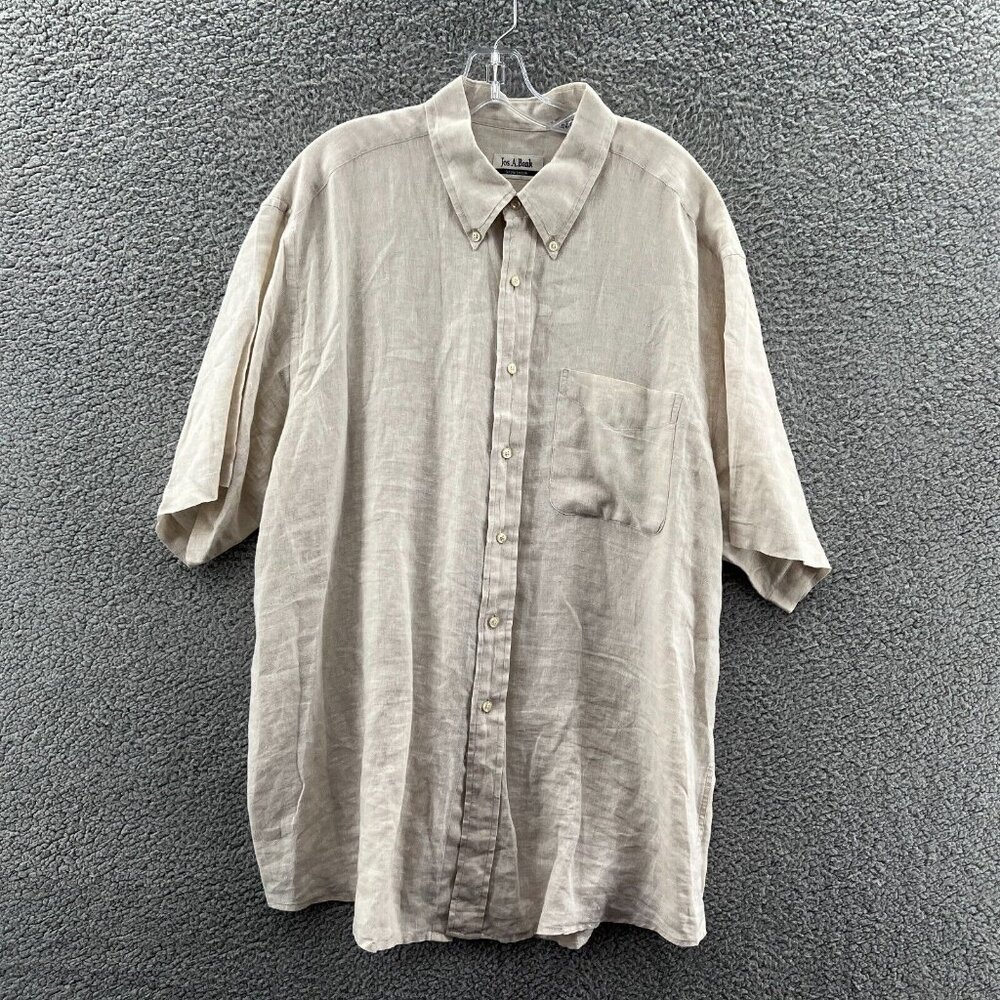 Vintage Jos A Banks Sportswear Shirt Mens XL Linen Short Sleeve Button Down